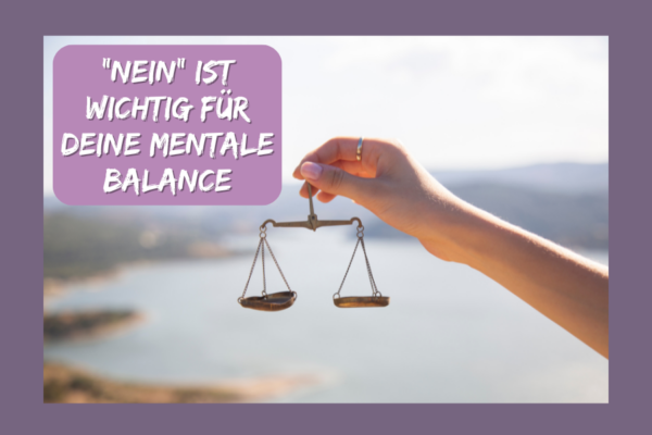 Ein Hand mit einer Waage, die die mentale Balance symbolisieren soll, auf welche Nein-Sagen einen Einfluss hat