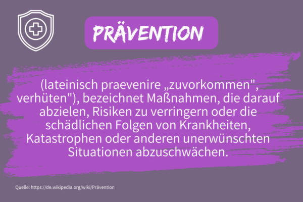 Grafik mit der Definition des Begriffes Prävention 
