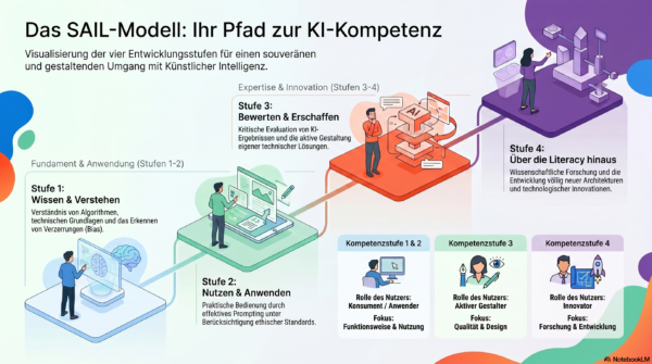 Grafik zur Erklärung der SAIL-Methode für mehr KI-Kompetenz